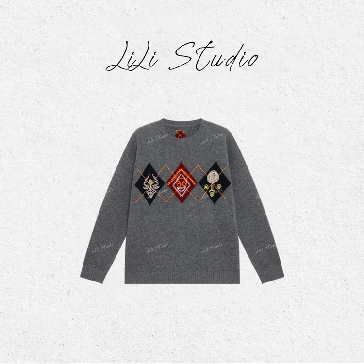 PCNY丨不理理「林叶煦风」设计感提花圆领100羊毛套头针织衫