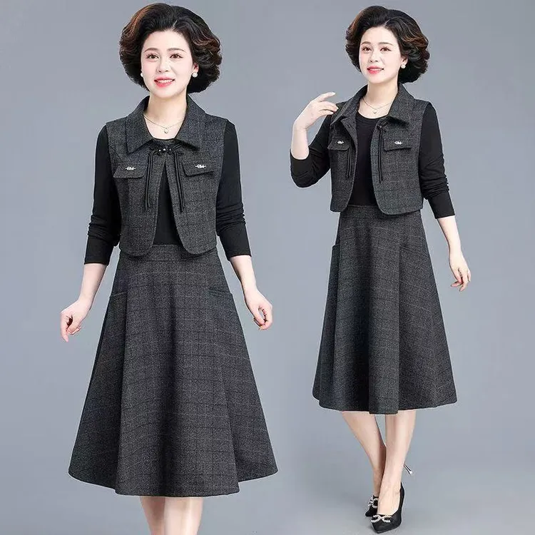 【A1216】2025秋季女士新款修身显瘦气质名媛风时尚两件套