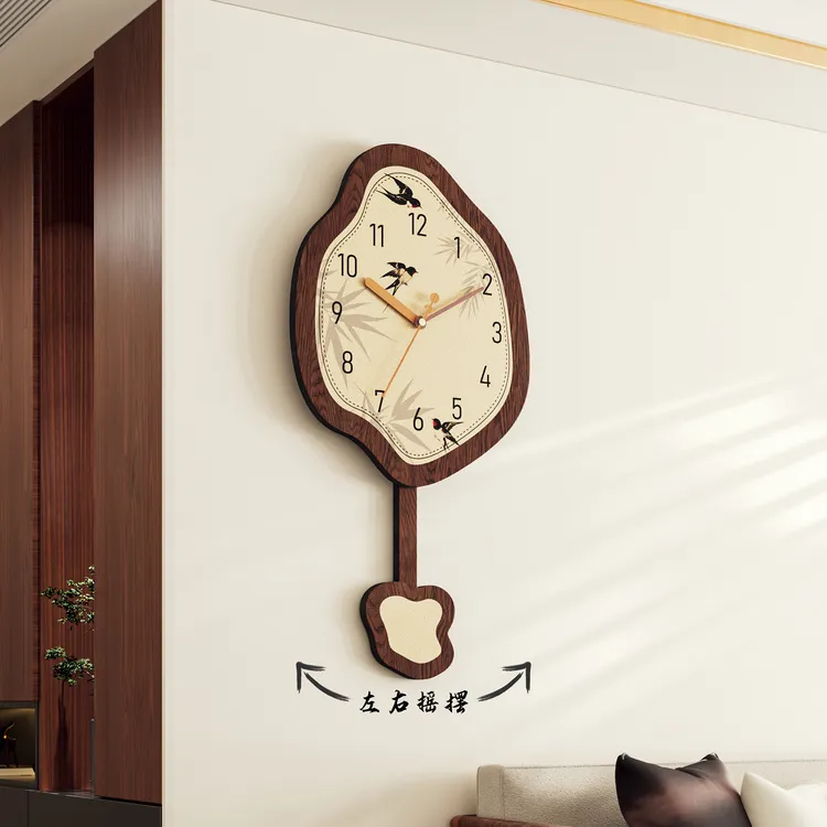 新款钟表挂钟客厅静音创意新款时钟挂墙摇摆艺术石英钟挂表免打孔