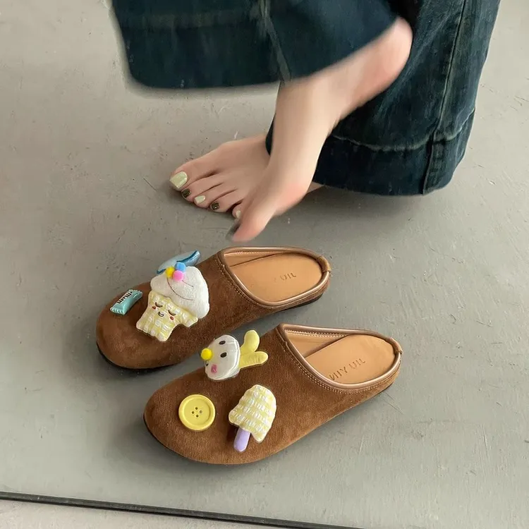 网红爆款可爱半拖女士2025年春夏季外穿勃肯鞋居家室内包头拖鞋潮