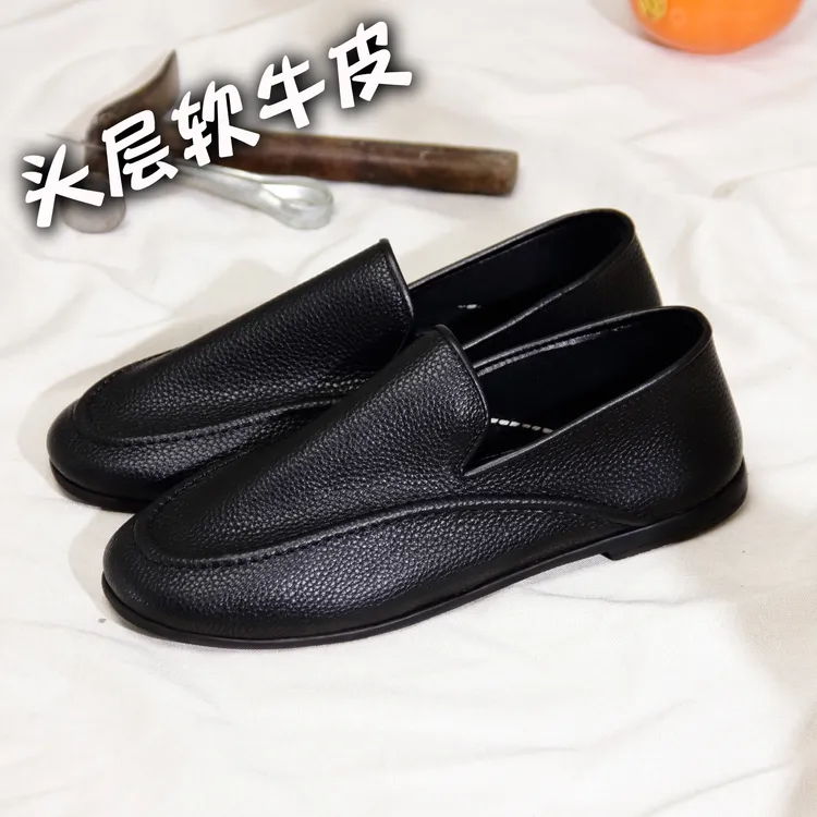 真牛皮透气休闲男鞋手工板鞋百搭复古青年便鞋潮鞋豆豆鞋情侣男鞋