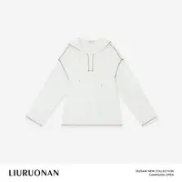 LIURUONAN 25AW【红线条帽衫】小众设计松弛感宽松连帽抽绳长袖T恤