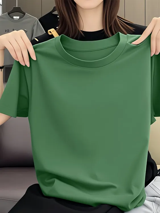 中年妈妈新款韩版夏季短袖t恤女士宽松圆领时尚休闲百搭显瘦上衣