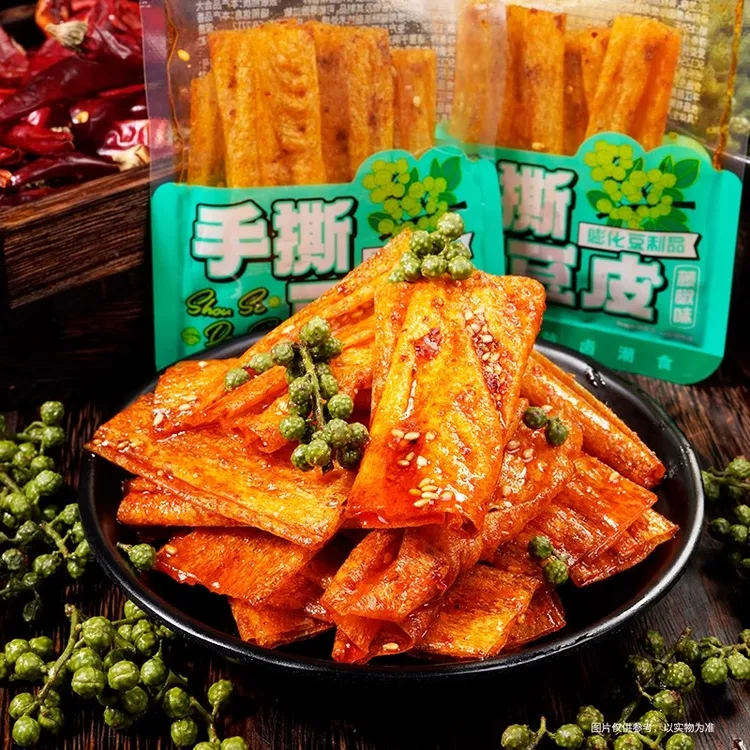 手撕豆皮藤椒味香辣豆卷湖南风味办公室宿舍休闲零食小吃解馋食品