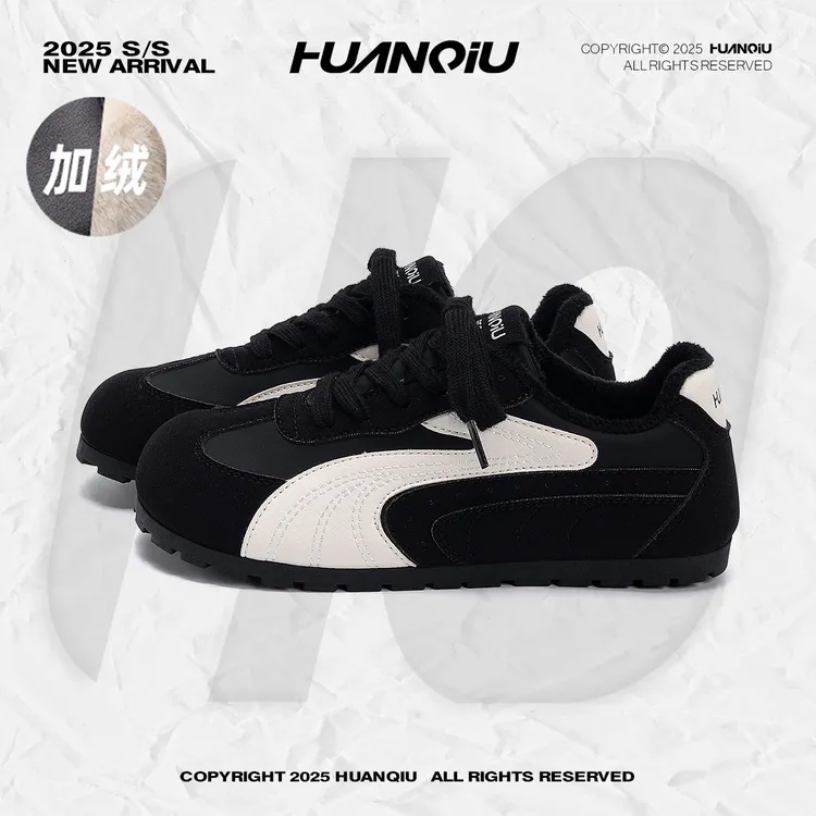 环球爆款德训鞋2025冬季新款加绒保暖皮面百搭轻便舒适女款休闲鞋