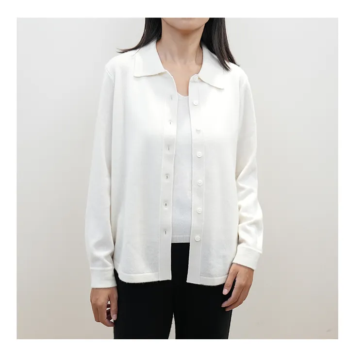 （小山羊绒）衬衫领打底衫 小山羊绒  超细绒休闲 针织百搭