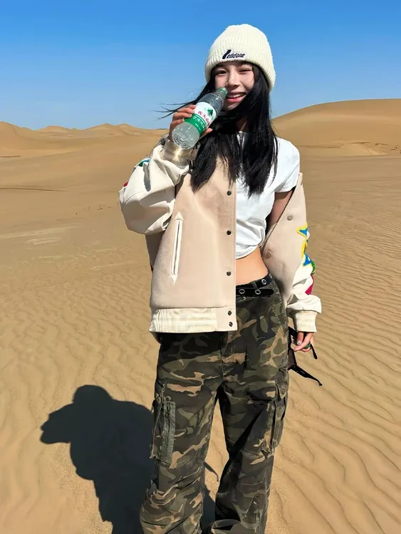 【YiNan】美式碎花毛巾刺绣2025秋冬新款百搭宽松夹克外套