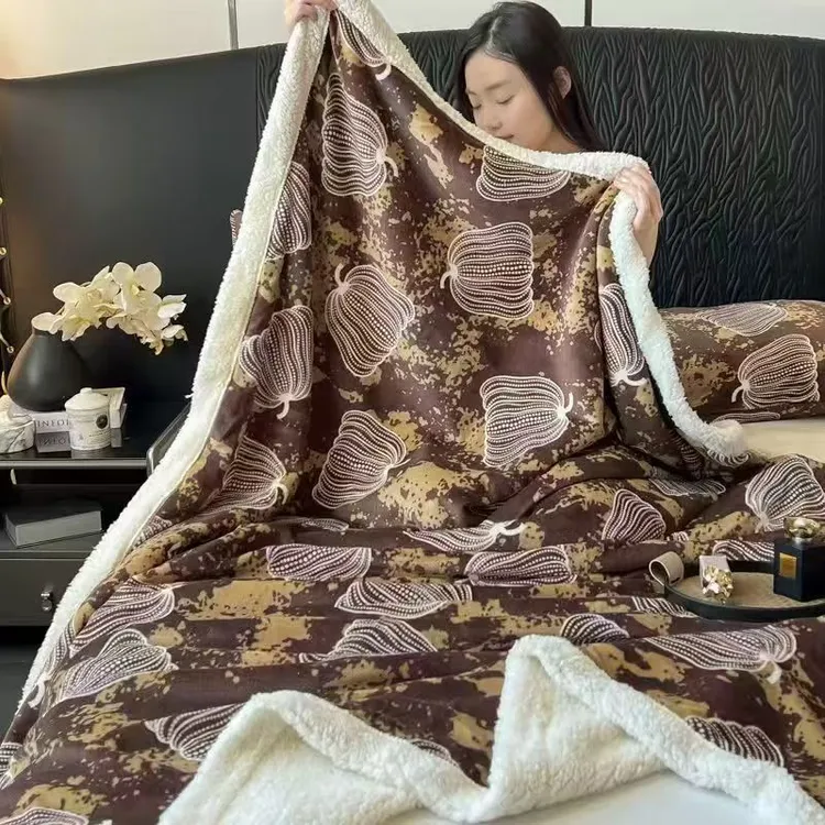 朵云感恩南瓜牛奶绒毛毯被套被罩冬季珊瑚绒双面加绒法兰绒双人毯子
