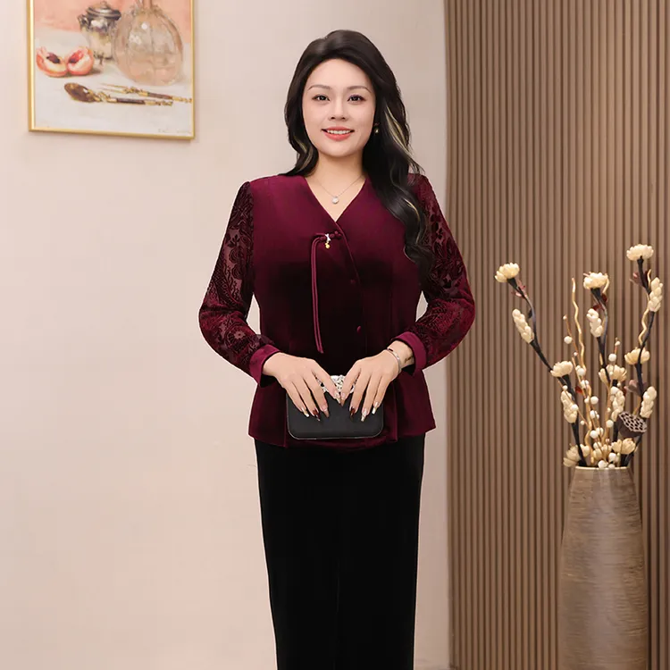大码女装高档气质阔太太丝绒秋季女装新款人洋气高贵
