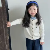 儿童开衫外套男女童上衣亲子装刺绣针织麻花开衫女宝宝百搭上衣
