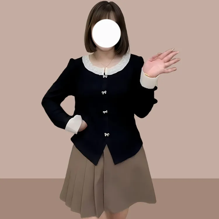 法式小香风长袖针织开衫女春季新款大码微胖妹妹收腰遮肚显瘦上衣