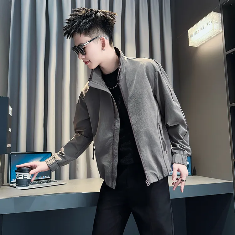 外套男款春秋季新款网红洋气炸街男装痞帅上衣高级感休闲立领夹克