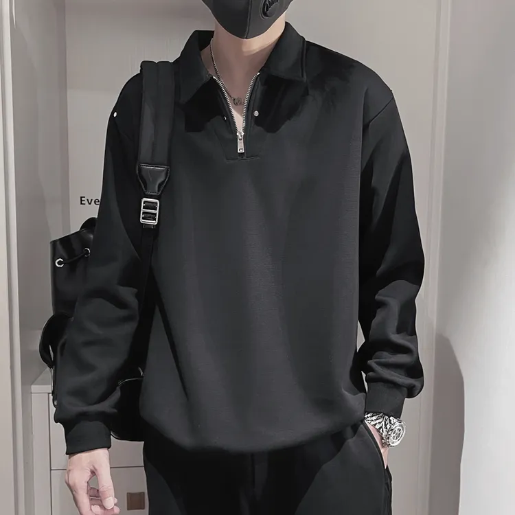 半拉链翻领男士卫衣秋季2025新款内搭长袖打底衫男装痞帅上衣外套