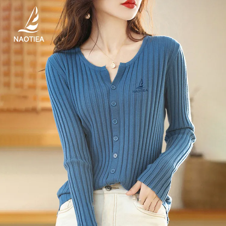 纳奥蒂尔小帆船长袖针织开衫女士2025春秋新款品牌内搭打底衫T恤