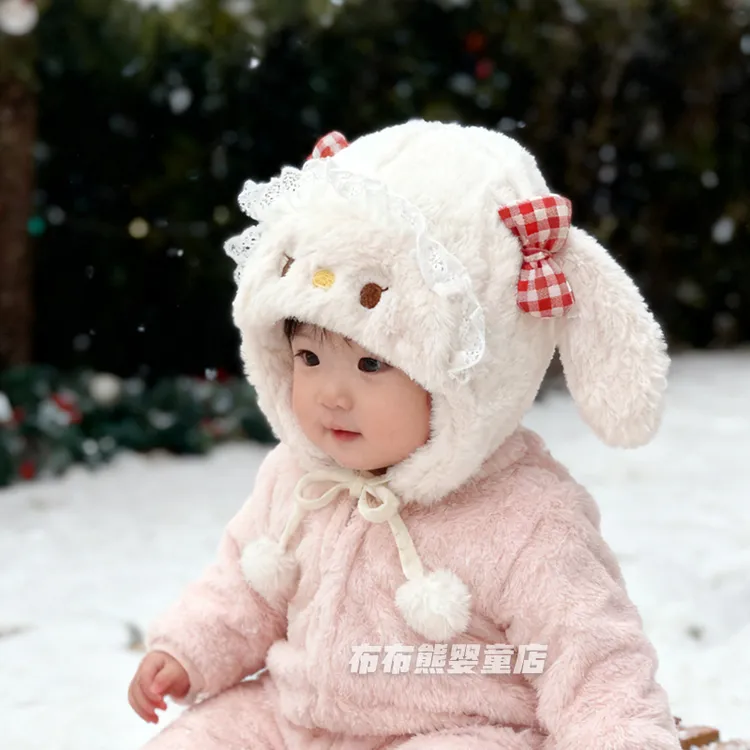 女宝宝冬季季可爱超萌护耳帽婴儿秋冬天加厚保暖防风帽女童毛绒帽