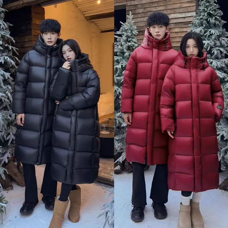 【双色长款】现货+运费险/男女同款经典时尚百搭冬季保暖连帽羽绒服