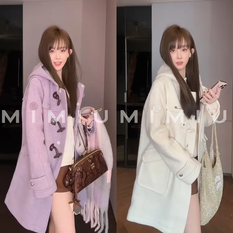【mimius】P 露思同款千金感羊毛牛角扣单面呢大衣（不可机洗）G09204