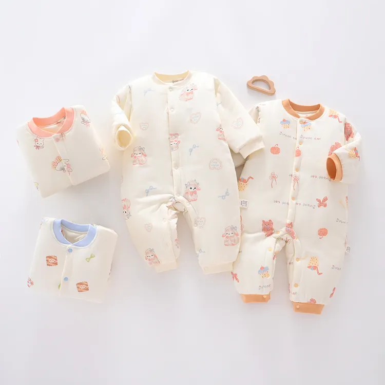 120克棉服连身衣哈衣纯棉加厚新生婴婴儿宝宝A类冬款衣服秋冬季