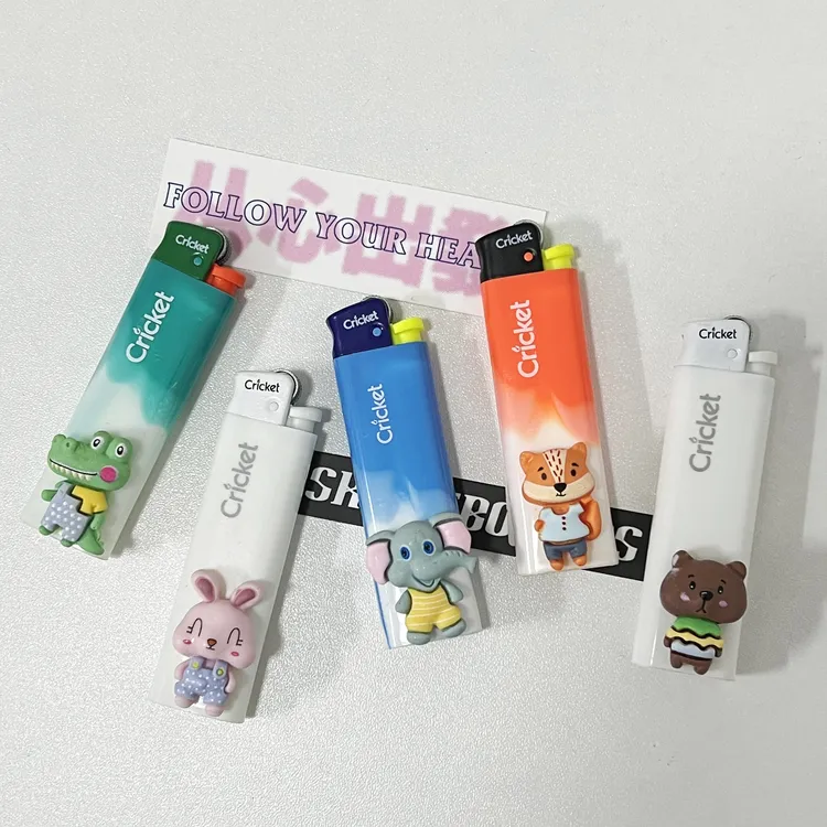 ins手作原创卡通动物一次性明火砂轮草蜢打火机可爱送情侣礼物