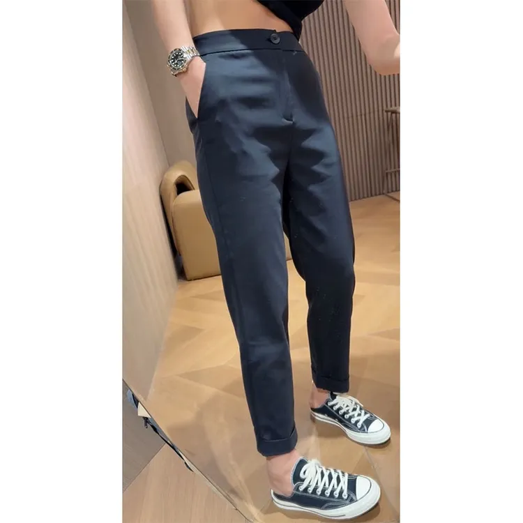 萱贝纯2025年早秋新款时尚显瘦直筒休闲裤女大码潮流百搭挽腿西裤