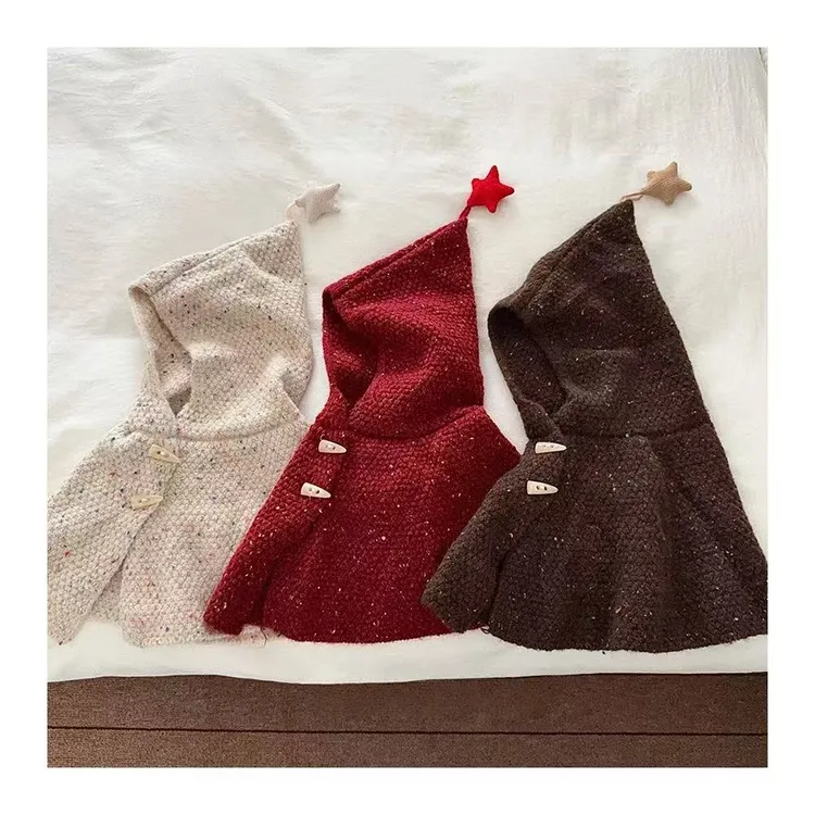 儿童帽子百搭韩系披肩围巾一体帽洋气秋冬针织帽