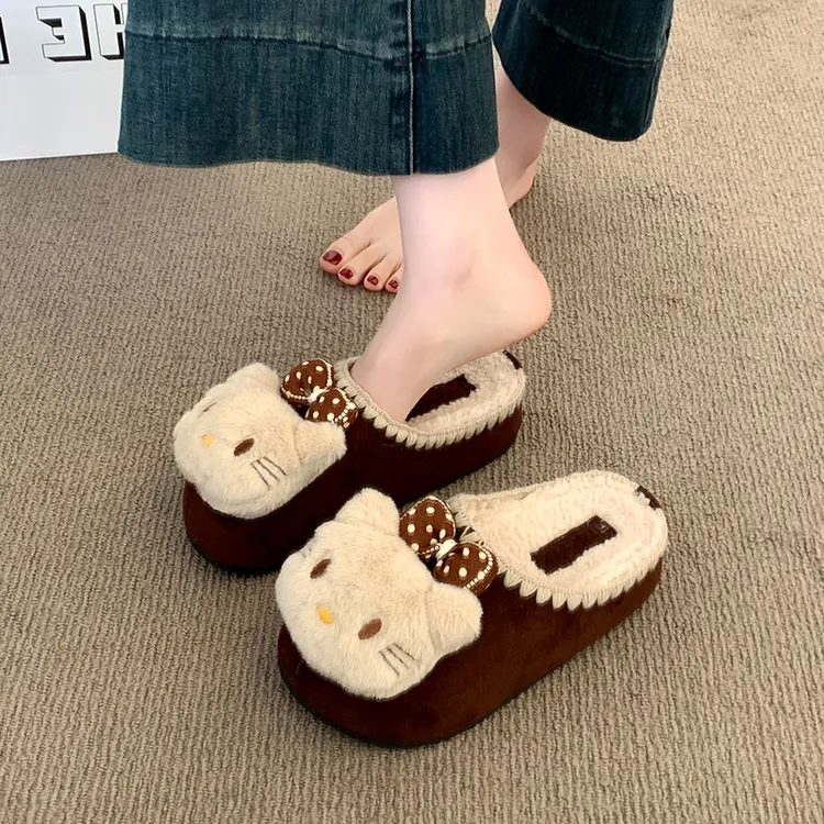 可爱卡通立体猫咪包头百搭休闲拖鞋女2025年冬季新款外穿款包头拖