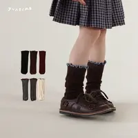 【甜美风】复古软糯幼儿园木耳边撞色女童中筒袜