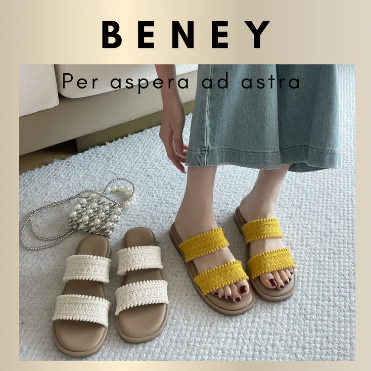 Beney阳光沙滩~平底夏季一字拖编织凉拖鞋外穿凉拖网红女款休闲