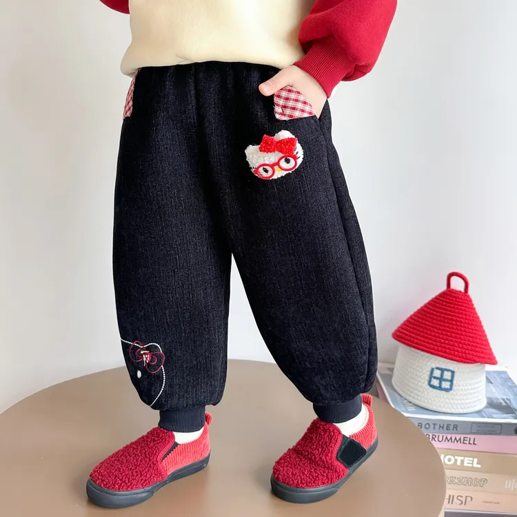 女童冬季加绒卫裤2025新款洋气时髦小女孩冬款儿童加厚一体绒裤子