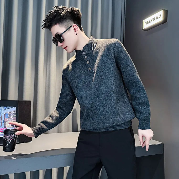 半高领加绒毛衣男款冬季2025新款爆款男装衣服内搭长袖打底针织衫