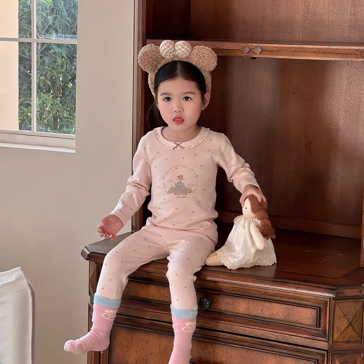 【糯七】小鱼洛洛A类森系300G云感棉舒绒儿童秋衣秋裤家居服套装