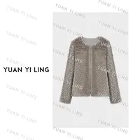 袁艺灵【艾丽斯】进口芬兰水貂獭兔皮毛编织工艺马赛克皮草外套9169