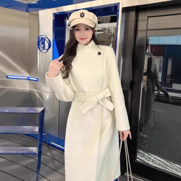 a女式毛呢外套中长款25秋冬季新品女士时尚宽松一粒扣羊毛