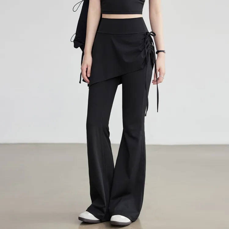 假两件屁帘瑜伽裤瑜伽裙裤跑步健身运动鲨鱼裤速干高弹透气微喇