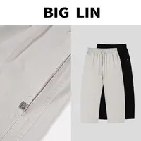 BIG林 2025秋季水洗斜纹棉布透气舒适亲肤抽绳简约休闲裤25-6090