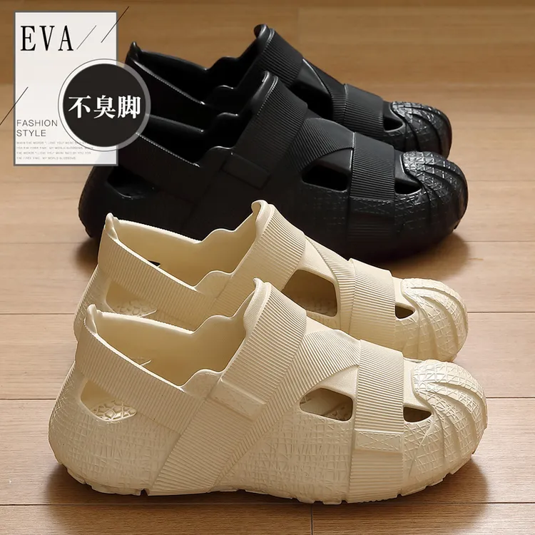 防滑洞洞鞋女款夏季带后跟外穿2025新款EVA软底情侣溯溪拖鞋女款