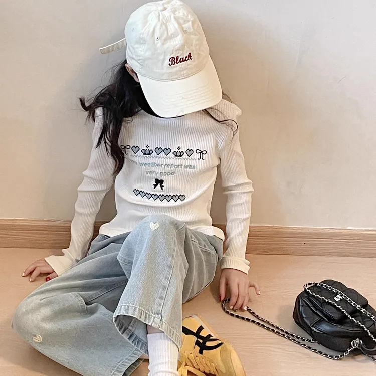 女童春秋长袖T恤2025新款儿童打底衫女大童秋装韩里韩气穿搭上衣9