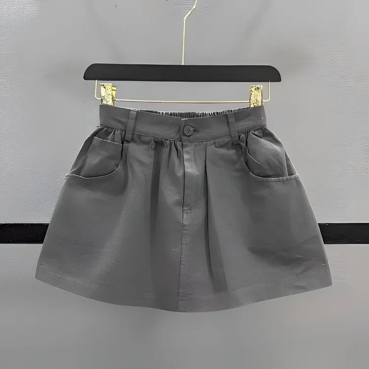复古辣妹纯色休闲短裙女2025夏季防走光高腰显瘦A字蓬蓬半身裙潮