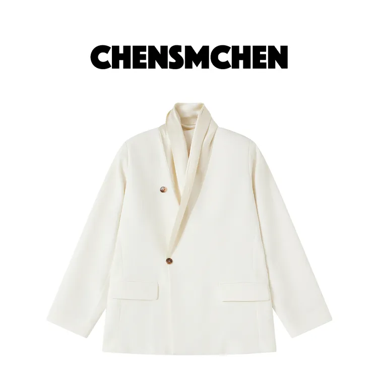 CHENSMCHEN 醋酸小立领廓形西装女春季设计感纯色外套CSX1011MN