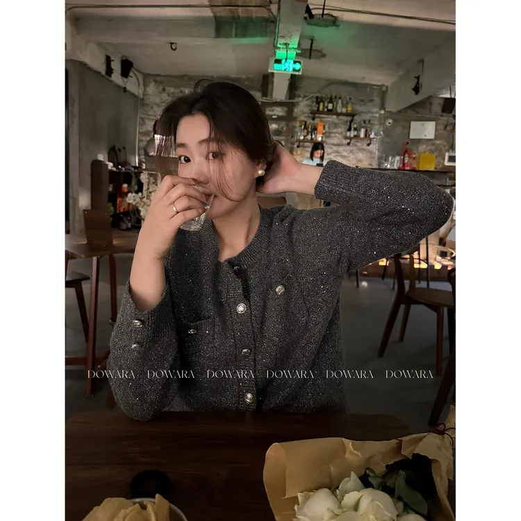 现货大婉酱微胖定制【繁星点点】绵羊毛小香风毛衣冬毛织开衫 2510D