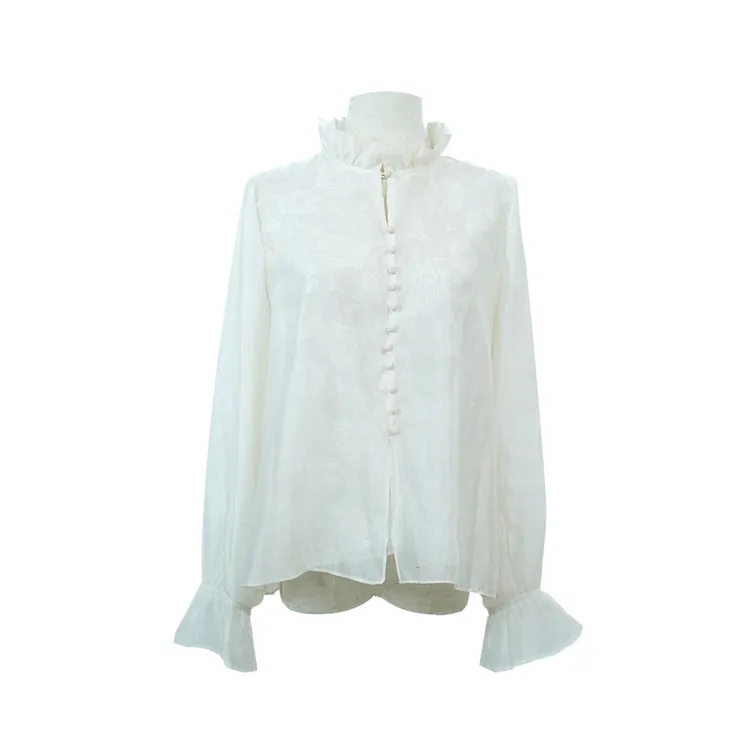 （皎月）上衣双层衬衫设计肌理感提花新中式复古刺绣仙女T250309