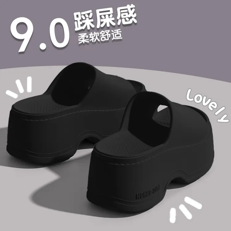 9.0cm厚底拖鞋女款夏季外穿2025新款小个子增高网红超火沙滩凉拖