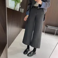 IMFLY金小金自制女装 休闲裤DYK2856秋冬静奢风气质阔腿九分裤