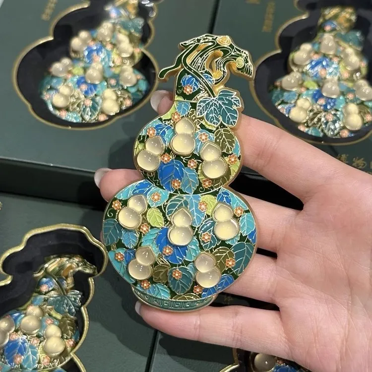 河南博物院文创立体冰箱贴珐琅镶玉葫芦金属纪念品收藏装饰纪念品