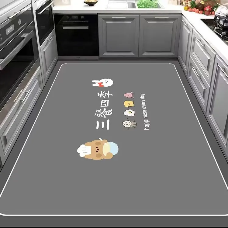 硅藻泥厨房地垫速干耐脏脚垫大尺寸满铺可定制厨房垫吸水吸油防滑