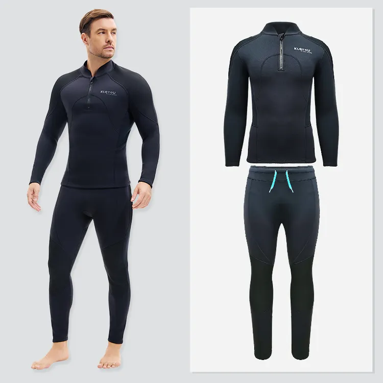 KLEYOU保暖泳衣分体潜水服防水母湿衣2mm厚不透光防晒冲浪半开襟