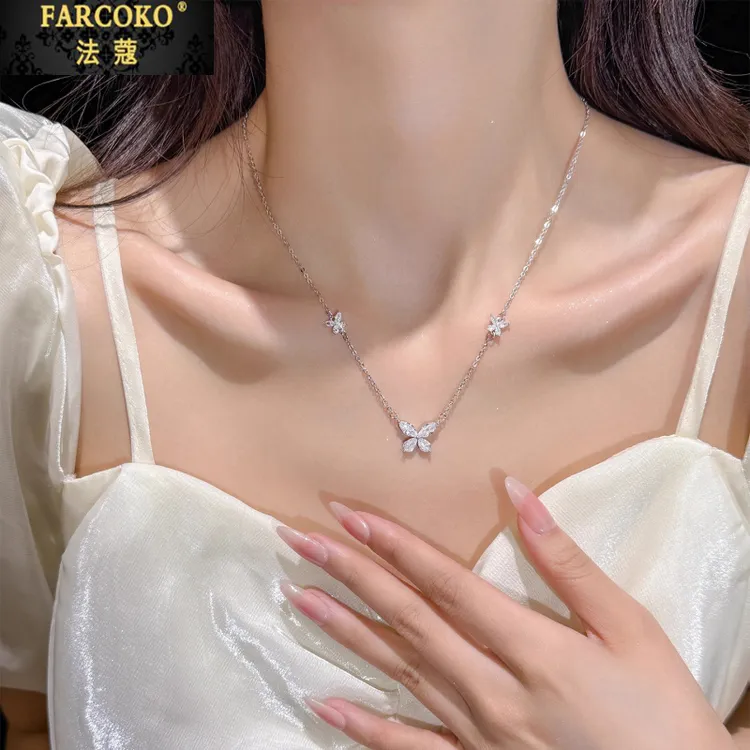 法蔻蝴蝶项链女款精致轻奢锁骨链送闺蜜女友老婆生日情人节礼物
