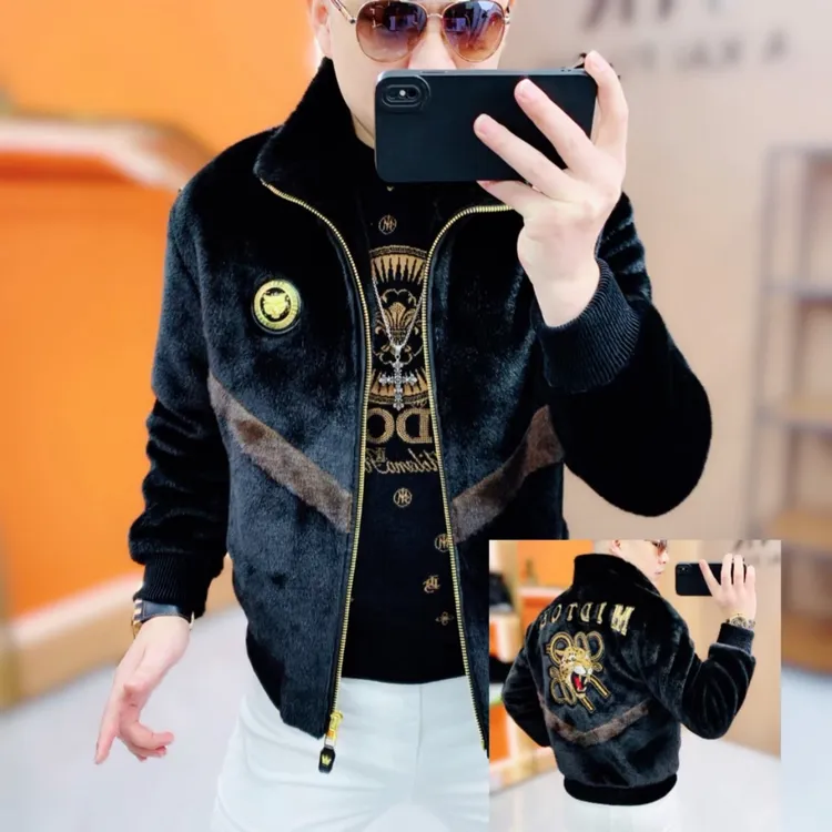 高品质 冬季新款男士爆款欧货保暖时尚刺绣北美大金雕修身外套