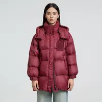 恩家冬款休闲时尚连帽宽松羽绒服中长款短款女士ESDYOB538