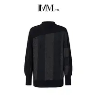 IMM尹默【星线好物】羊毛拼接单上衣条纹纹理抗静电半高领设计毛衫